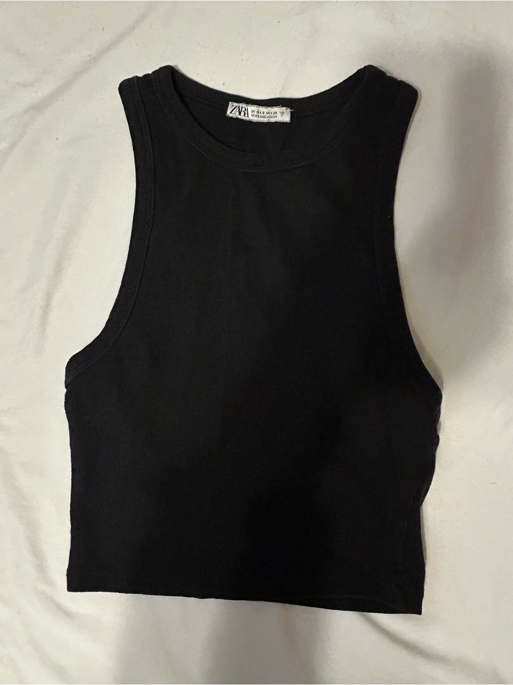 Zara Black Ribbed High-Neck Tank